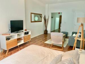 a living room with a tv and a couch and a chair at flat in Buenos Aires in Buenos Aires
