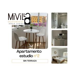 a collage of photos of a kitchen with a table and chairs at Mi Villa Apartamentos Dénia Centro in Denia