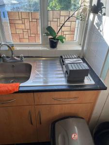 a kitchen counter with a sink and a window at Stylish 2 bedroom flat in Angel Central Location in London