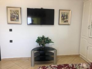 Una televisión o centro de entretenimiento en Grand appart avec vue sur mer