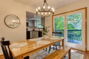 a kitchen and dining room with a wooden table and chairs at Pool-Pinecrest Townhomes-Full Building-14bed17bath in Pigeon Forge