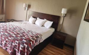 una camera d'albergo con un letto e due lampade di Red Roof Inn Memphis - Airport a Memphis