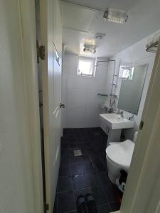 bagno con servizi igienici e lavandino di Cozy House & Tour a Jeju