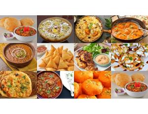 un collage de fotos de diferentes tipos de alimentos en Hotel Paras Inn, Lucknow, en Lucknow