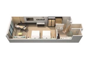 a rendering of a small apartment floor plan at The Westin Perth in Perth