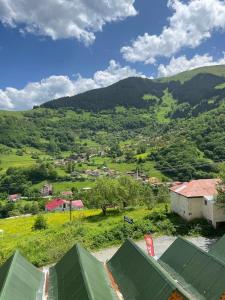 uitzicht op een klein dorpje in de bergen bij Bizim O'ra Küme Evleri & Bungalov in Trabzon