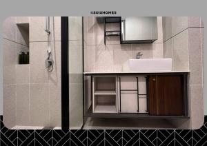 a bathroom with a sink and a shower at Millerz Square - Sky Pool & Gym - Free Parking, Wifi - Kuala Lumpur - L in Kuala Lumpur