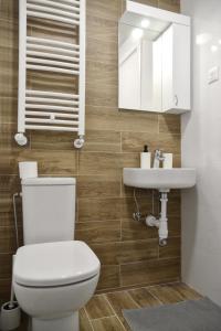 een badkamer met een toilet en een wastafel bij Apartman Luxor in Jagodina