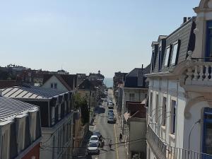 an overhead view of a city street with buildings at L'ancrage in Wimereux