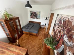 an overhead view of a living room with a couch at Apartmány Polská 12 in Olomouc