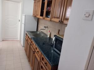 a kitchen with a sink and a refrigerator at Luxury Apartment in Ulcinj +12 photos