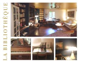 2 immagini di un soggiorno e di un soggiorno con divano di Villa Mon Amour à Grimaud a Grimaud