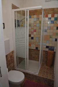 a bathroom with a shower and a toilet at Bonavia B&B in Sistiana