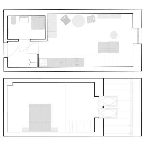 Půdorys ubytování Mezonet - Postovska Centr Apartments
