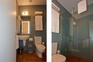 two pictures of a bathroom with a toilet and a sink at Bolhão Nobre Apartments in Porto +23 photos