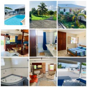 a collage of photos of homes and a pool at Le domaine de Courcelles in Sainte-Anne