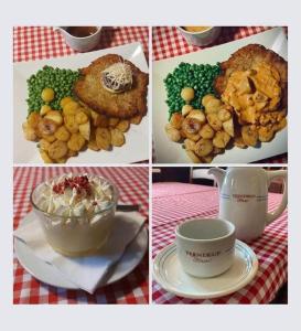 Terndrup Kro : أربعة صور مختلفة للطعام وكوب من القهوة