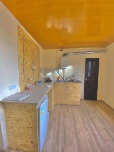 a kitchen with a counter and a sink and a counter top at Tsatʼer Guest House in Tsatʼer