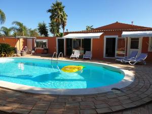 una piscina con un frisbee en el medio en Villa dos Patudos, en Faro