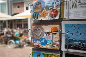een muur met foto's en magneten erop bij Gastenverblijf Janssen in Schagen (NH) in Schagen