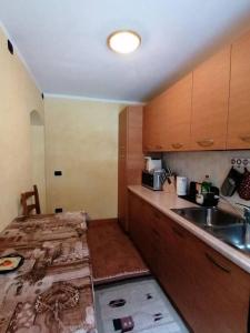 a kitchen with a sink and a counter top at Appartamento sul Liro in Campodolcino