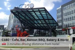 a sign that says cafe bar korean bbq bakery and more at Smile Hotel C180 Cheras Selatan in Cheras