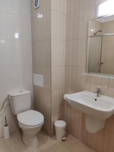 a bathroom with a toilet and a sink at Villa Rossa in Ravda