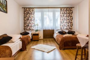 um quarto com 2 camas e uma janela em Willa Danuśka em Zakopane