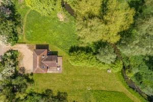 an overhead view of a house in a field at The Pump House in Colchester