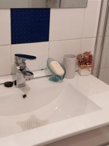 a white bathroom sink with a hair dryer on it at Efd Varzea Park in Funchal