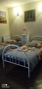 1 dormitorio con 2 camas y vestidor en Appartement avec jardin en Roquebrune-Cap-Martin