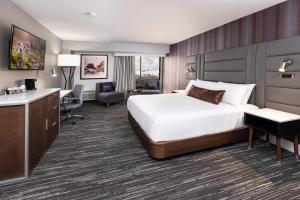 a hotel room with a bed and a desk at J Resort in Reno