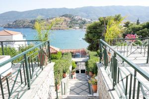 a set of stairs with a view of the water at Villa Sofia Sea View in Poros