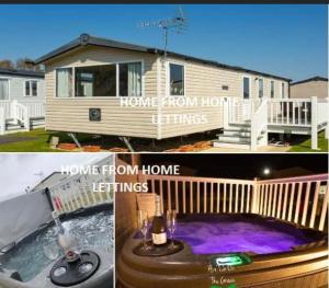 a house with a pool and a house from home from home feelings at Home from Home Lettings at Tattershall Lakes - The Green in Tattershall