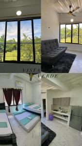 a collage of four pictures of a living room at APARTAMENTO vista VERDE DORADAL in Doradal