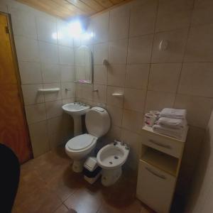 a small bathroom with a toilet and a sink at MONOAMBIENTE BOMBAL in San Rafael