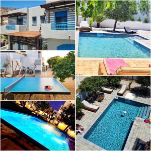 a collage of pictures of a swimming pool at Villa Amor in Pefki Rhodes