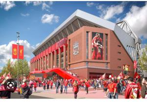 a crowd of people walking in front of a building at Nice Ensuite Rooms close to Anfield Stadium & city centre in Liverpool