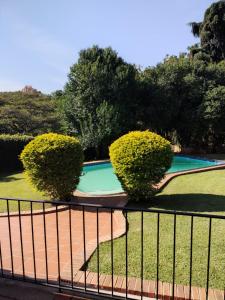 płot przed basenem z krzakami w obiekcie 19 Mirabelle Place w mieście Pietermaritzburg