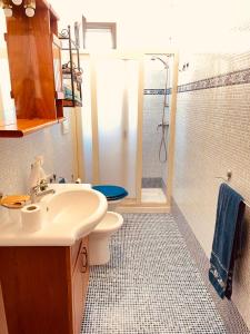 ガリポリにあるGallipolitravel Residence Baia Verdeのバスルーム(洗面台、トイレ、シャワー付)