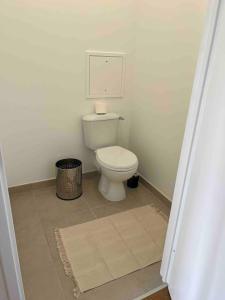 een badkamer met een toilet en een vuilnisbak bij Cosy chez FIFI in Chessy