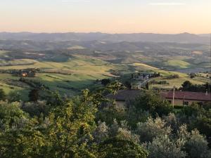- une vue sur les collines et les arbres dans l'établissement Podere Casallorto, à Volterra