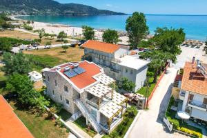 an aerial view of a house with an orange roof at Brothers Apartments in Skala Potamias