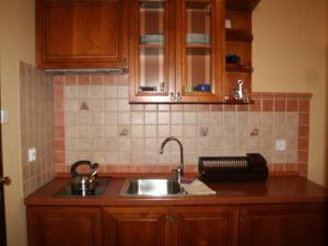 uma cozinha com um lavatório e uma bancada em Apartament II Marysieńka em Kąty Rybackie