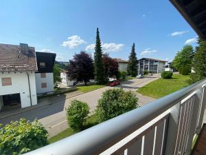 a view of a street from a balcony at Bergidyll in Oberstaufen