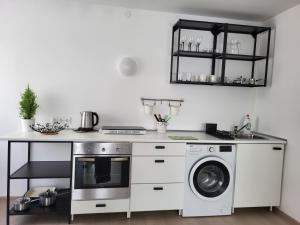 Virtuvė arba virtuvėlė apgyvendinimo įstaigoje JOREDA apartamentai