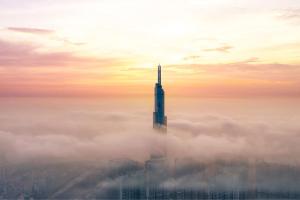 a view of the burj khalifa from above the clouds at Vinpearl Landmark 81, Autograph Collection in Ho Chi Minh City