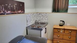 a small kitchen with a sink in a room at Hostel Umbrella in Tallinn