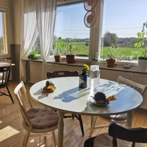 Villa Valentina في Lemland: طاولة وكراسي في غرفة مع نافذة