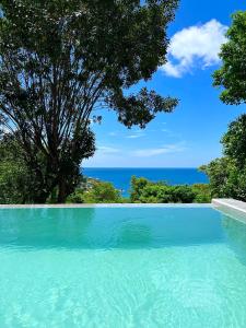 a swimming pool with a view of the ocean at Tanote Villa SHA Extra Plus in Koh Tao